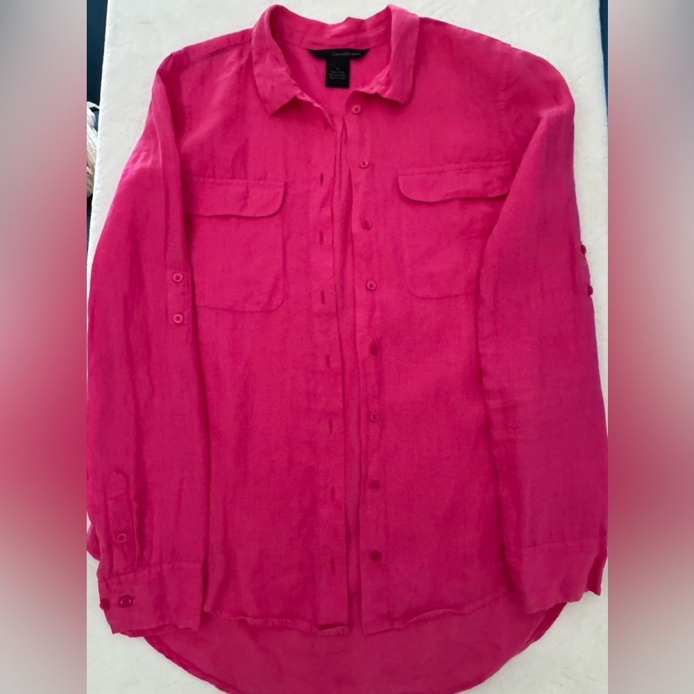 Calvin Klein Jeans Linen Hot Pink Shirt